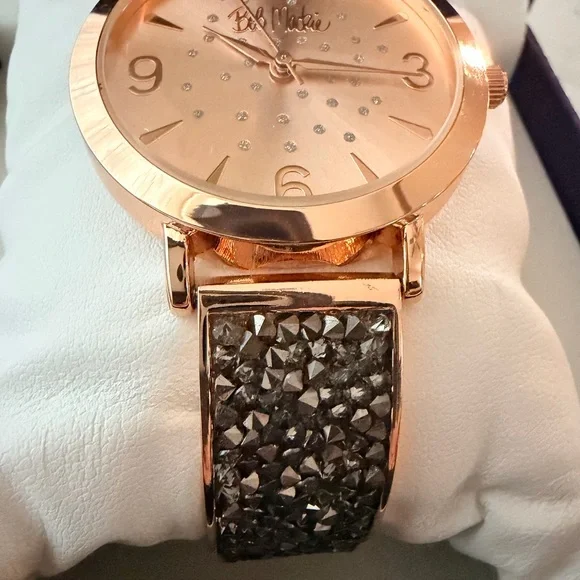 Bob Mackie Rose Gold and Black Women's Watch - Picture 3 of 6